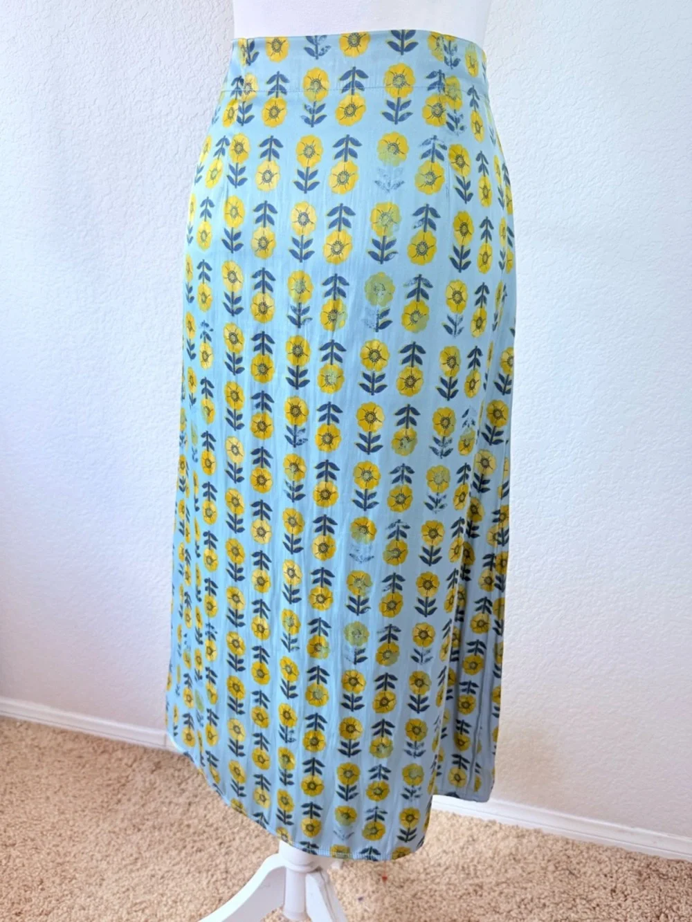 Free People Annalise Midi Skirt in Robbins Egg Combo sz 10 - Picture 5 of 9